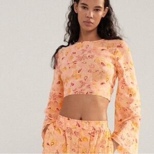 Zara Floral Peach Crop Top